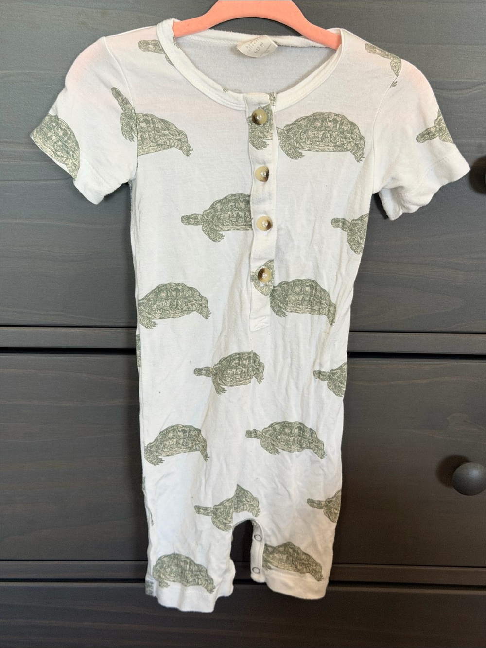 kate quinn White and Green Turtle Print Short Sleeve Romper